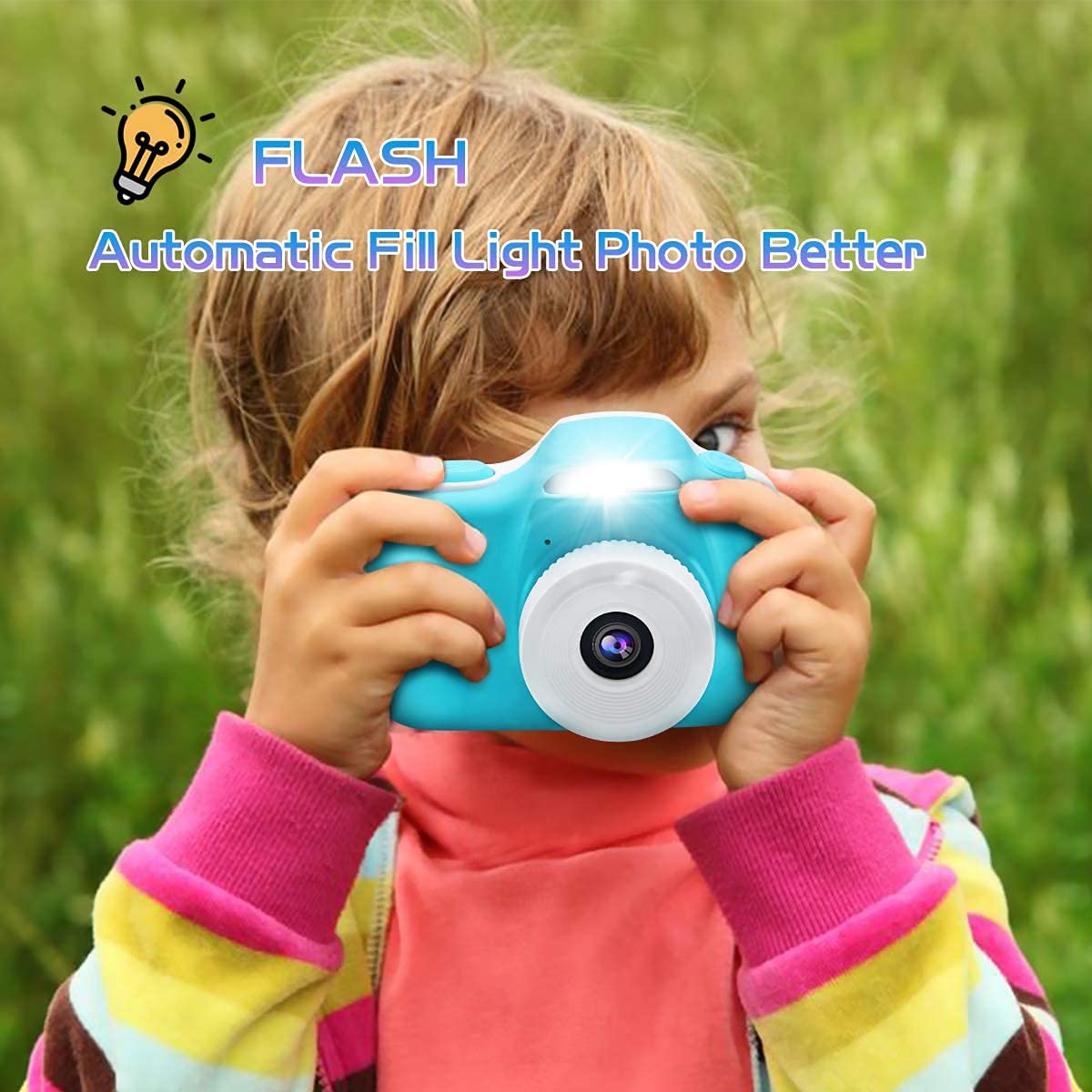 Camera With Flash For Kids Boys Age 3-9, Front Rear Dual-Lens Selfie Video Digital Camera For Preschool Children, Christmas Birt