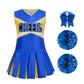 LMYOVE Cheerleader Costume for Girls, Cheerleading Outfit for Kids with Pom Pom, Child Halloween Costume Dress Uniform, Blue & Y