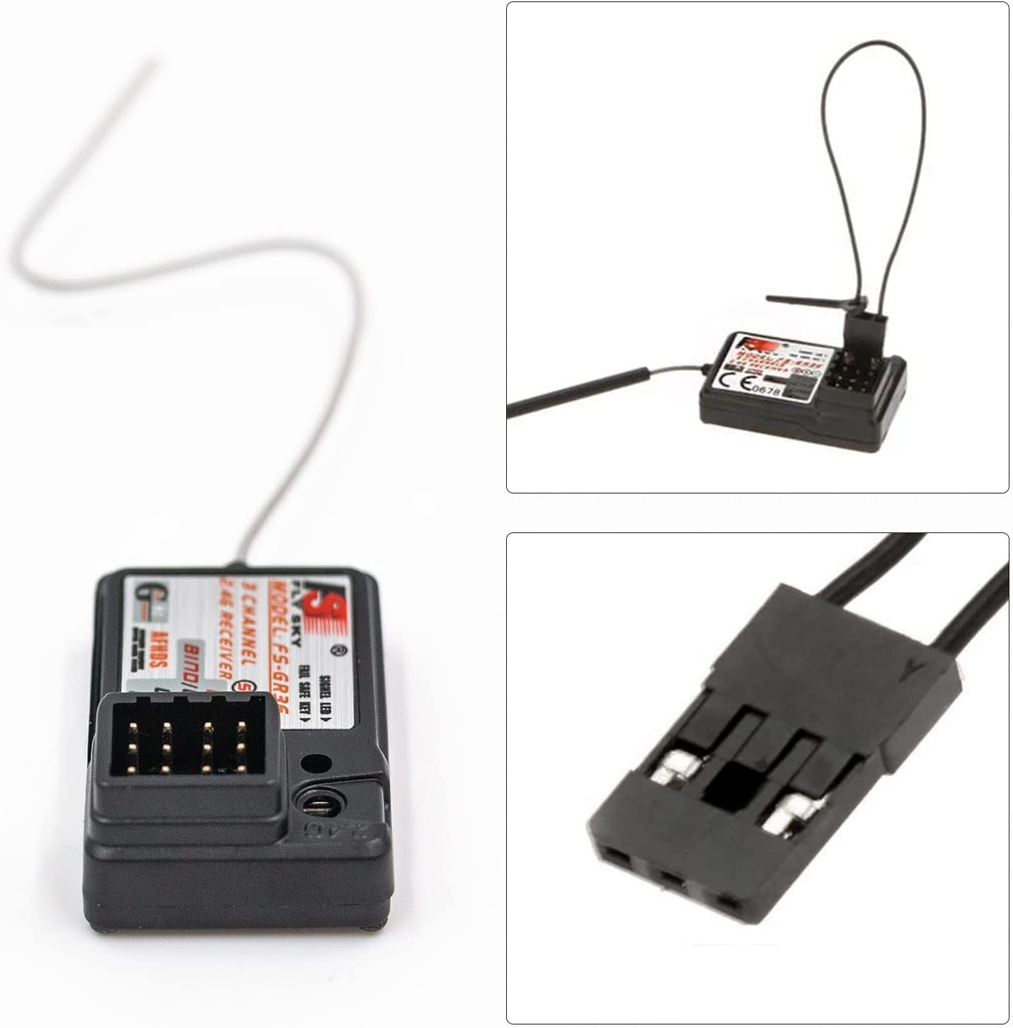 WOAEIUOS Flysky FS-GR3E Receiver AFHDS Long Range 3CH 2.4GHz Surface Receiver for FS-GT2 FS-GT2B FS-GT3B FS-GT3C FS-IT4S Transmi