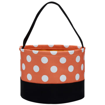 Leziazany Halloween Trick Or Treat Bag Halloween Candy Bucket Fabric Tote Gift Candy Bag Candy Polka Dot Skull Pumpkin Stripe Halloween Party Favors