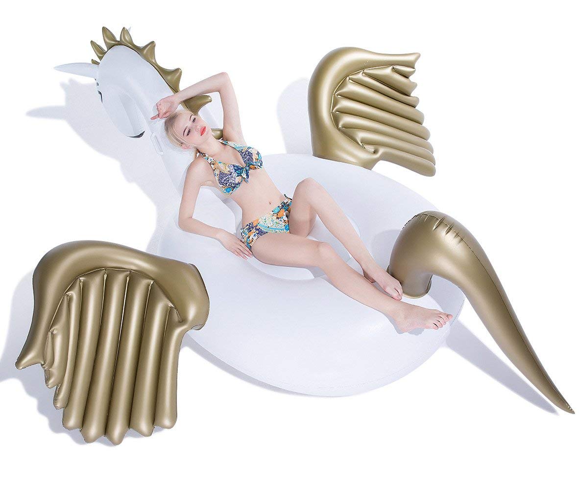 Jasonwell Giant Inflatable Pegasus Pool Float with Fast Valves Summer Beach Swimming Pool Party Lounge Raft Decorations Toys for mature-themeds & Kids 98.4 x 98.4 x 54.2-Inch