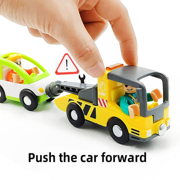 Wooden Train Cars Track Accessories Set Trailer Truck Small Vehicles Magnetic Train Cars Fit for Wooden Train Track Railway for