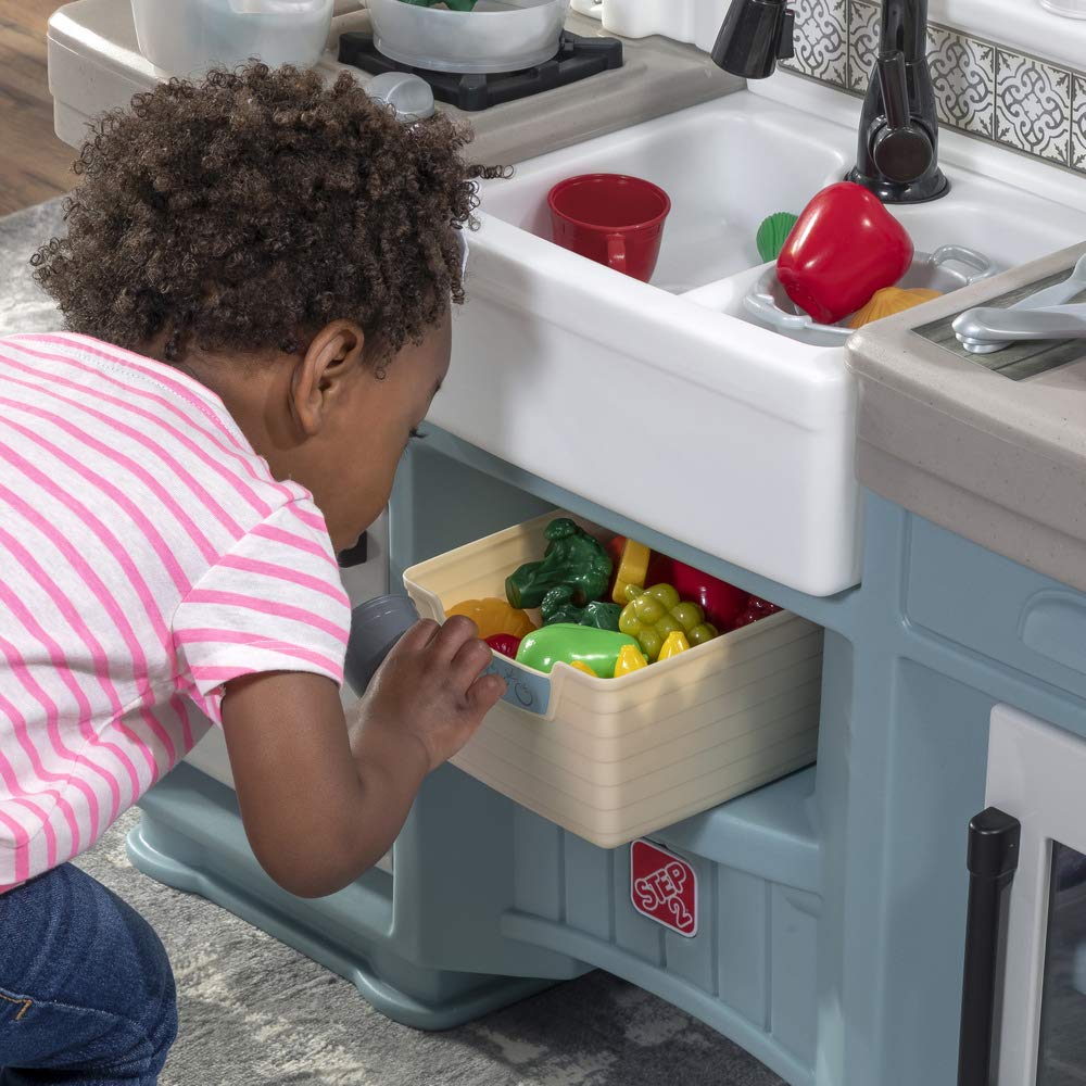 Step2 Timeless Trends Kids Kitchen Playset, Indoor/Outdoor Kitchenette, Interactive Play with Lights and Sounds, Made of Durable