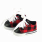 American Fashion World Red and Black Plaid Sneakers for 18-Inch Dolls | enhanced Quality & Trendy Design | Dolls Shoes | Shoe Fashion for Dolls for Popular Brands