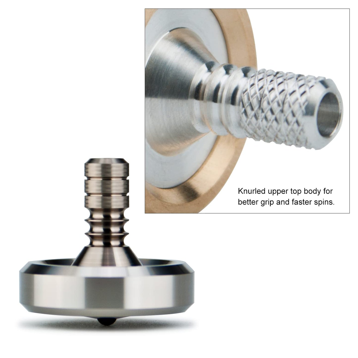 DjuiinoStar enhanced Spinning Top  Stainless Steel Collar with Titanium Stem  8-10 Minutes  High Precision EDC Desktop Toy DST-812R