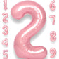 Rainbowq Party 2 Balloon Number 40 Inch For Boy Or Girl Big Pink 0-9 Foil Mylar Large 2 Number Balloon Happy 2Nd Birthday Party