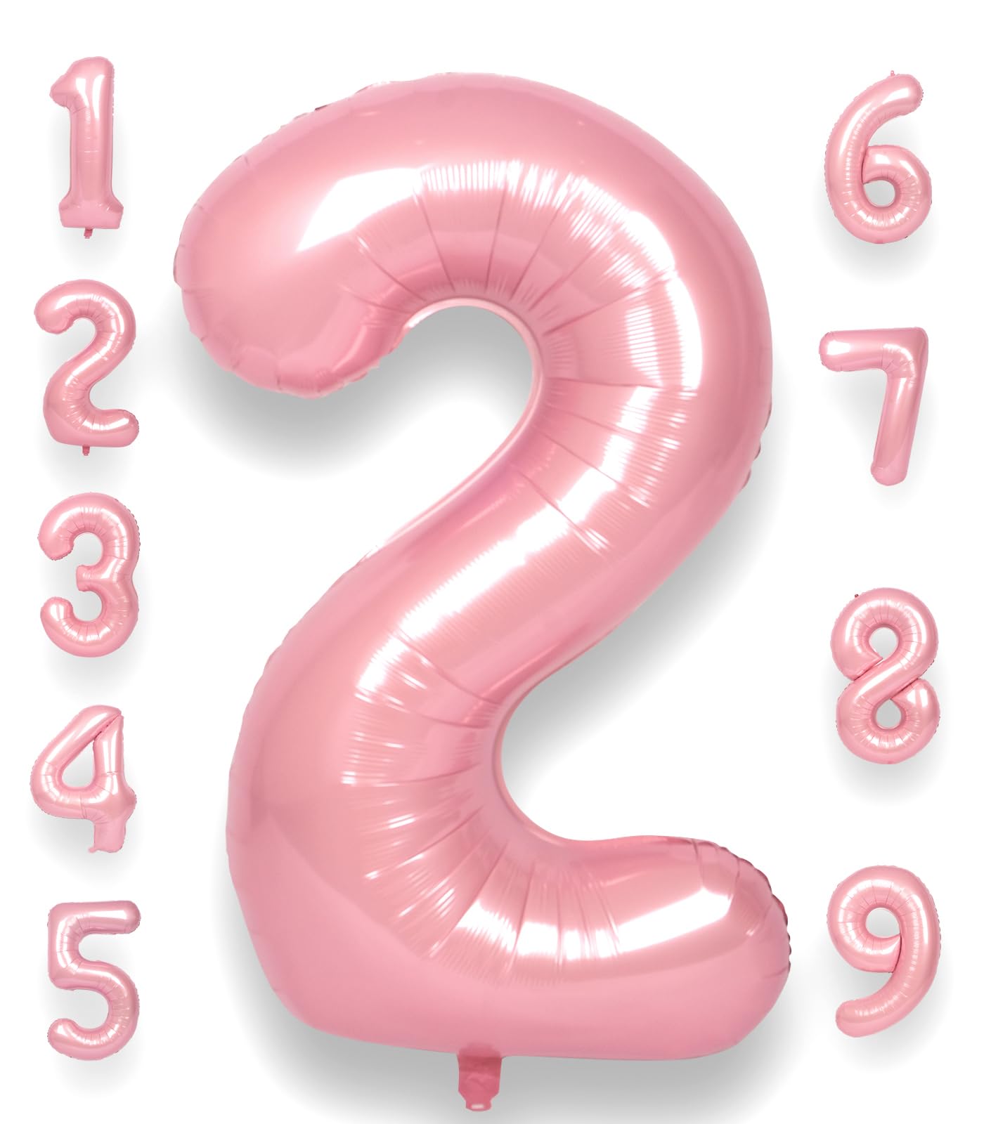 Rainbowq Party 2 Balloon Number 40 Inch For Boy Or Girl Big Pink 0-9 Foil Mylar Large 2 Number Balloon Happy 2Nd Birthday Party