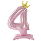 Tellpet Crown Pink Number 4 Balloon With Base For Girls 4Th Birthday Party Decoration