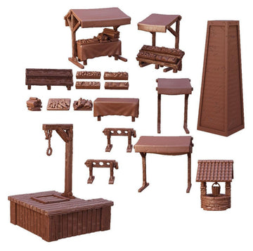 Mantic Games Mgtc130 Terraincrate: Village Square (Retail Exclusive), Multi