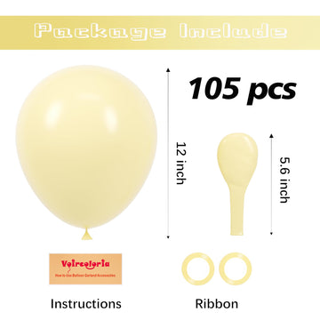 Voircoloria 105Pcs Pastel Yellow Balloons 12Inch Party Latex Balloons For Boys Girls Birthday Baby Shower Gender Reveal Wedding