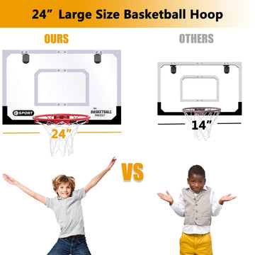 Large Indoor Mini Basketball Hoop Set for Kids and mature-themed 24 X 16 Inch Board Family Games for Home and Office Door & Wall with 3 Balls and Complete Accessories  Basketball Toy Gift for Boys Girls Teens