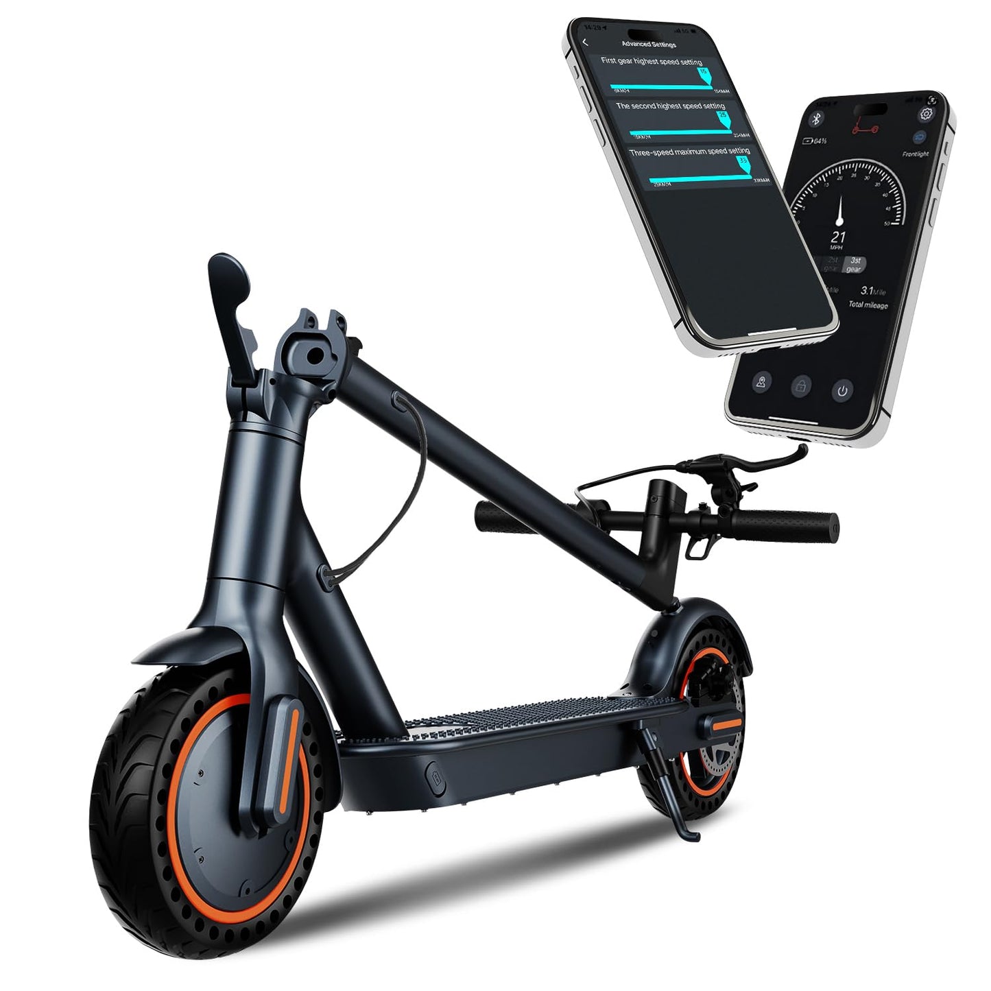 Electric Scooter 500W Motor 18-21 Mile Range & 20Mph Speed  8.5''Solid Tires mature-themed Electric Scooter  Foldable Commuter Electric Scooter with APP Cruise Control  Front and Rear Lights (Black)
