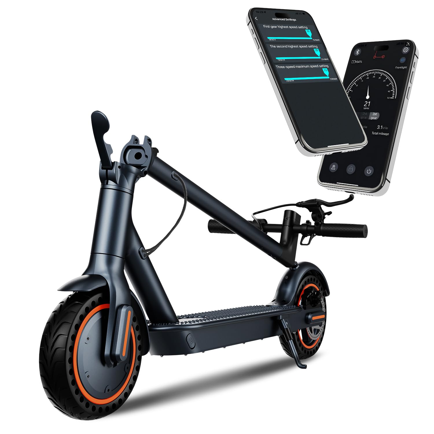 Electric Scooter 500W Motor 18-21 Mile Range & 20Mph Speed  8.5''Solid Tires mature-themed Electric Scooter  Foldable Commuter Electric Scooter with APP Cruise Control  Front and Rear Lights (Black)