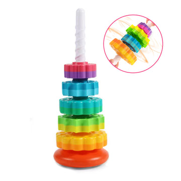 Luckfuture Spinning Stacking Toys, Educational Toddler Toys Stacking Rings Baby Toy, Montessori Toy For Girls And Boys, Spin Gea
