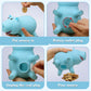 PHOCAS Hamm Piggy Bank Cute Blue Pig Money Box Plastic Saving Coin Box Money Bank for Kids Christmas Birthday Gift with Gift