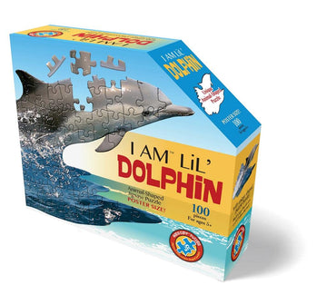 Madd Capp Puzzles Jr. - I Am Lil Dolphin - 100 Pieces - Animal Shaped Jigsaw Puzzle