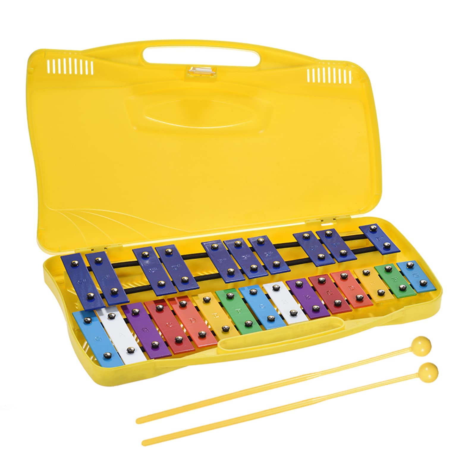 Excluzo 25 Notes Glockenspiel Xylophone Percussion Rhythm Musical Educational Teaching Instrument Toy With 2 Mallets Handheld Ca