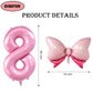 40 Inch Number 8 Balloon With Bow Pink Happy Birthday Jumbo Number Balloon For Girls Daughter Birthday Decorations Party Supplie
