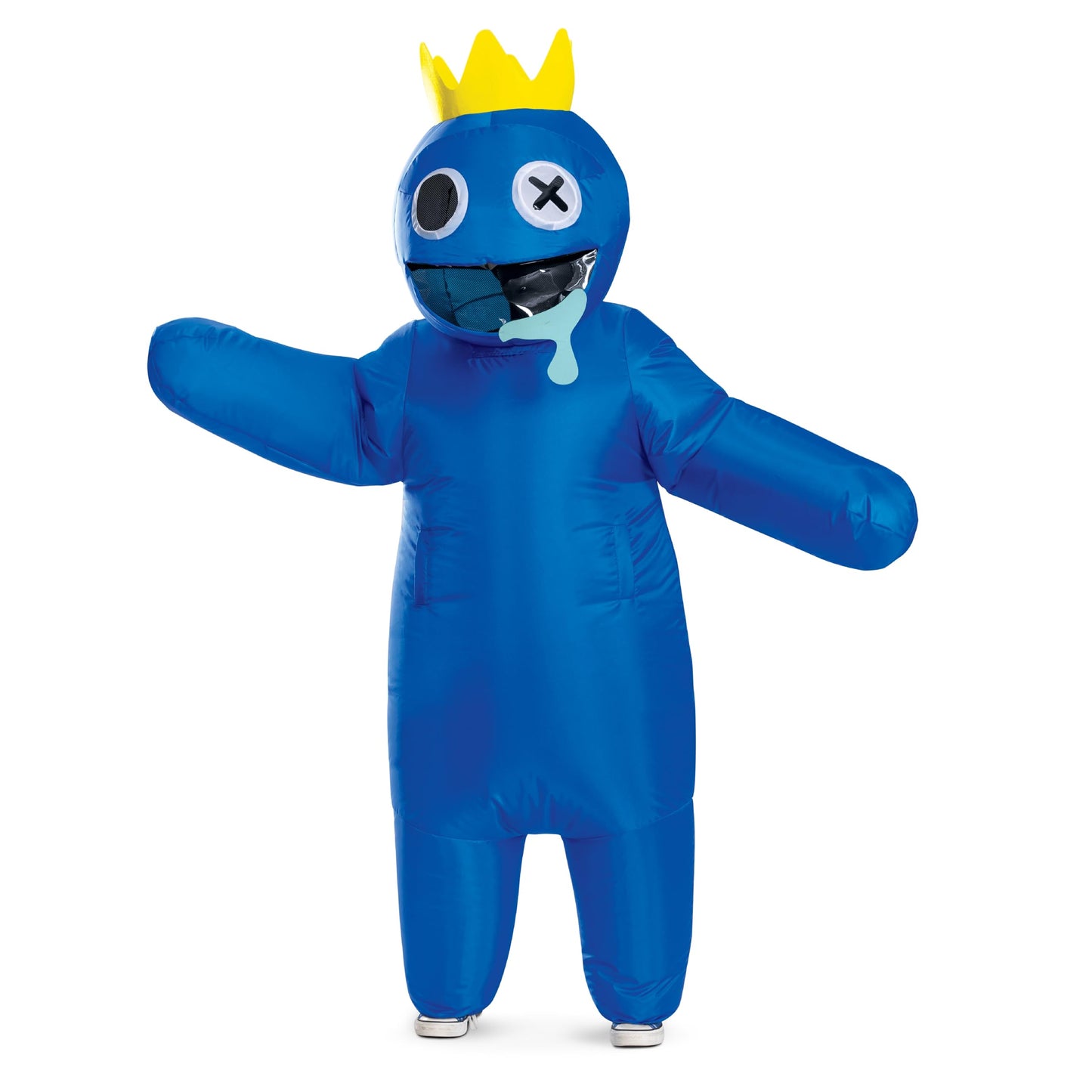 Disguise Blue Inflatable Costume, Official Rainbow Friends Inflating Costume with Fan, Kids Size (up to 7-8)