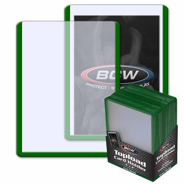 Bcw 3X4 Topload Card Holder - Green Border | 25 Pack | Premium Quality Rigid Pvc Protector For Standard Size Trading Cards | Car
