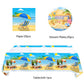 41Pcs Summer Beach Party Supplies,Include 20 Plates, 20 Napkin And 1Pcs Tablecloth,Used For Summer Beach Birthday Party Decorati