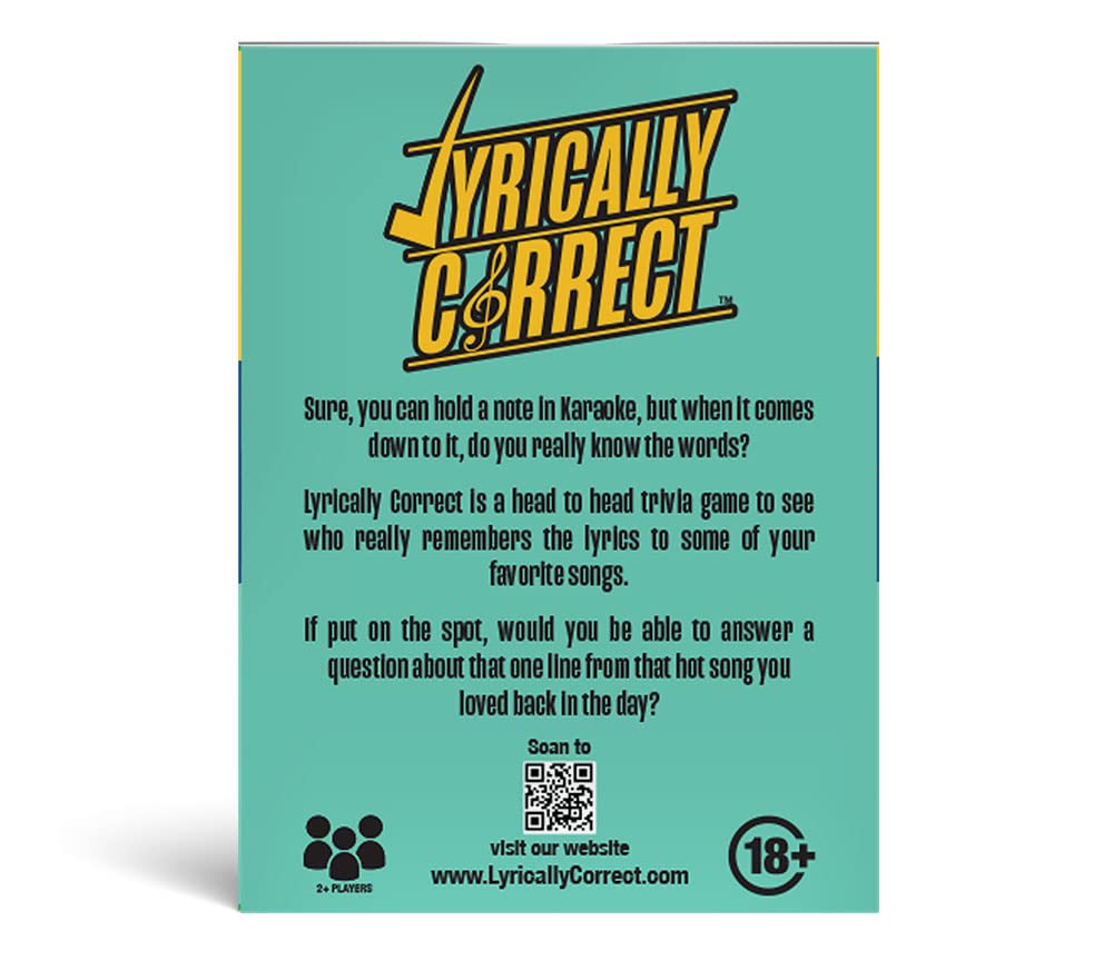 Lyrically Correct Music Trivia Card Game | Multi-Generational Family Gatherings  mature-themed Game Night and Fun Trivia (90's Expansion Pack)