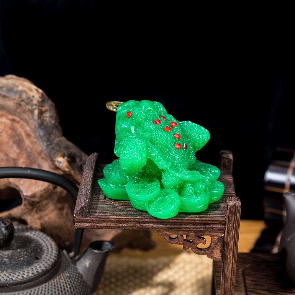 Feng Shui Money Frog, Lucky Money Toad Decorations,Ideal For Attracting Wealth (Green1)