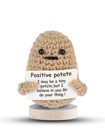 Dafuriet Mini Funny Crochet Doll With Positive Card - 3 Inch Wool Potato For Cheer Up Gifts And Party Decorations
