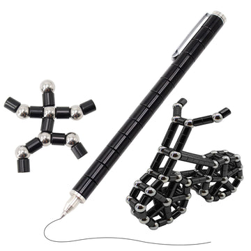 Magnetic Pen Decompression Magnet Metal Pen Fidget Pen with 13 Magnetic Rings Creative Toy Pen Can Write Intellectual Learning and Stress Reduction Gifts for Family or Friends.(Black)