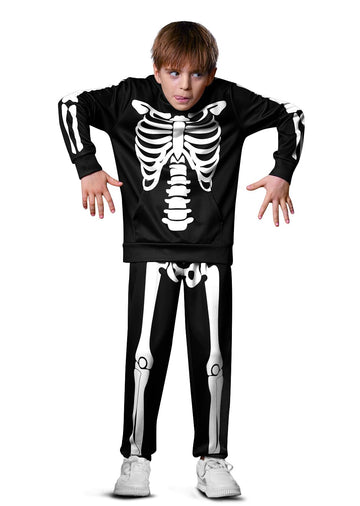 Besserbay Halloween Boys Skeleton Bone Printed Sweatshirt Hoodie Set Skull Hoodies Pants Set 6 Years