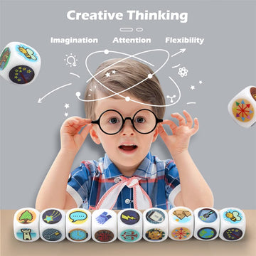Story Dice Set, 9 Colorful Storytelling Cubes for Early Education, 54 Images Iconic Storytelling Game Dice, Language Expression/