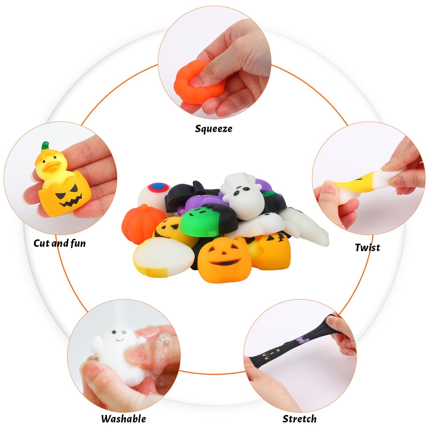 Derayee 36 Pcs Halloween Mochi Squishy Toys Bulk, Stress Reliever Anxiety Halloween Squishies Toys For Kids Halloween Party Favors, Classroom Prizes, Goodie Bag Stuffers