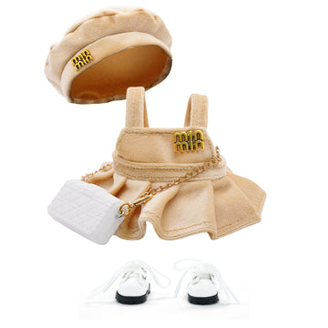 Clothes for 17cm Doll  enhanced Handmade elegant Chic Style 2 Piece Set High-End Fashion Outfit with Dolls Accessories for Play & Display - No Doll (Yellow)