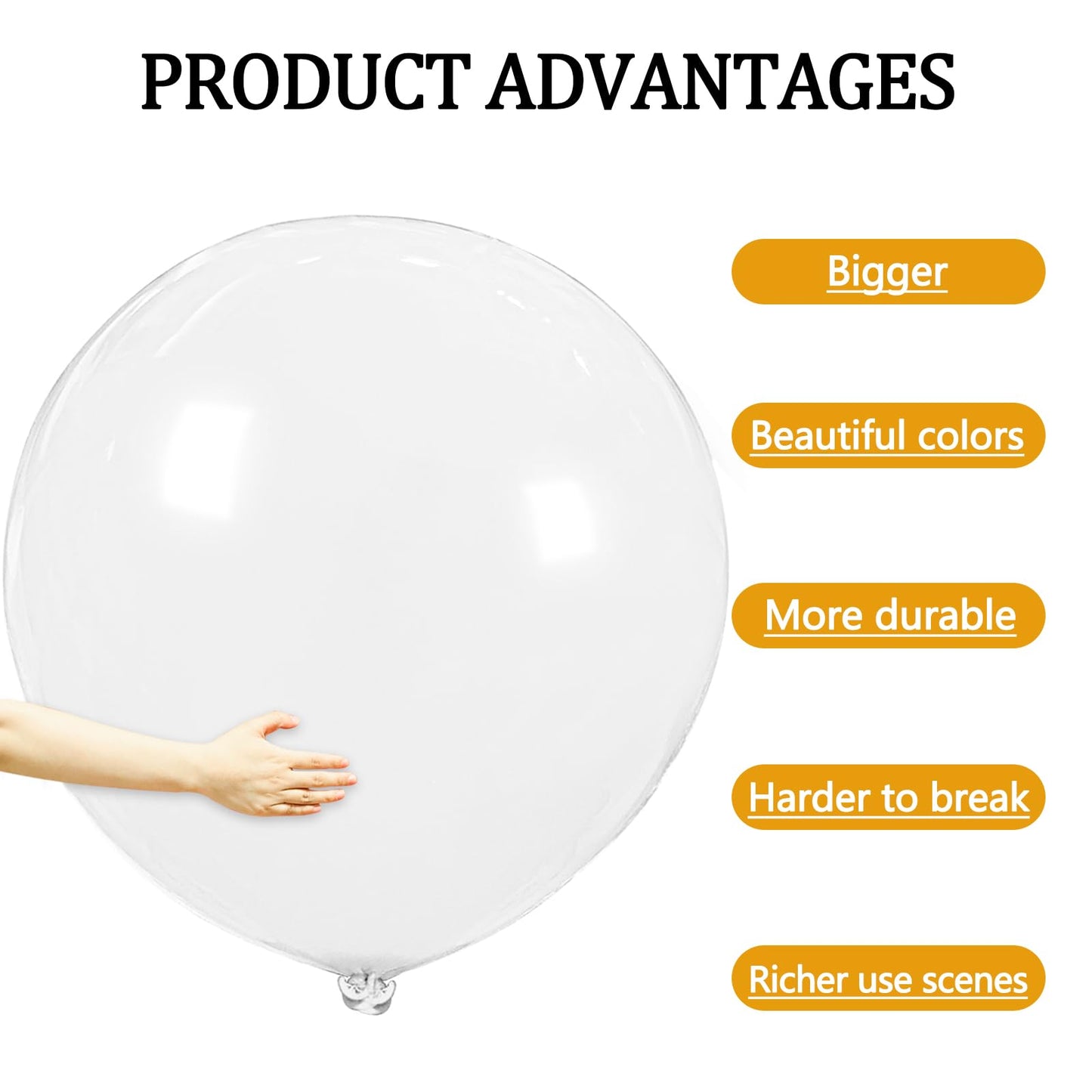 White Big 36 Inch Balloons, 9Pcs White Giant Big Latex Balloons, Large Balloons For Birthday Wedding Party Decorations. (White)