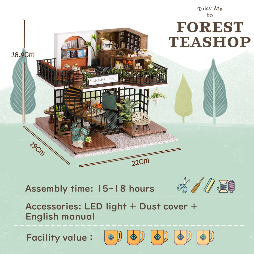 LannsoDIY Dollhouse Miniature Wooden Furniture Kit  Doll House Kit with Dust Proof Cover and Music Box  Mini Handmade Wooden Dollhouse Toys for mature-themed Gift (LV01)