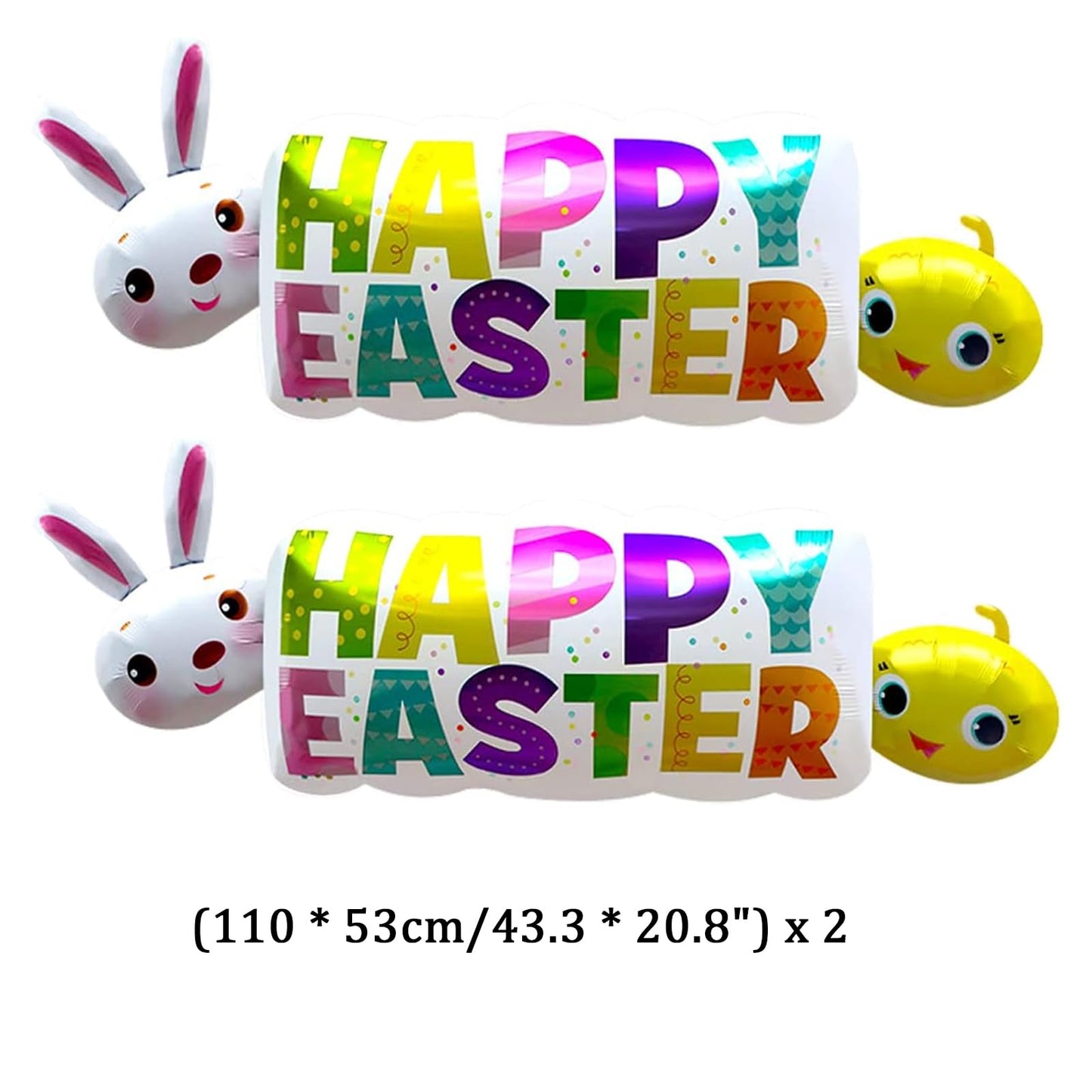 Easter Balloons, 6 Pcs Large Bunny Chicken Egg Foil Balloons, Easter Balloon Party Decorations For Home Baby Shower, Happy Theme