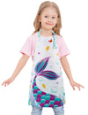 Wernnsai Mermaid Apron For Kids Girls Apron With Pocket Adjustable Strap Polyester Waterproof Baby Toddler Bib Aprons For Kitchen Cooking Gardening Painting Baking Parties(Extra Small,2-5 Years)