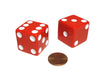 Koplow Games Set of 2 D6 25mm Large Opaque Jumbo Dice - Red with White Pips