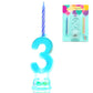 Multicolor Flashing Number Candle Set, Novelty Place Color Changing LED Birthday Cake Topper with 4 Wax Candles (Number 3)