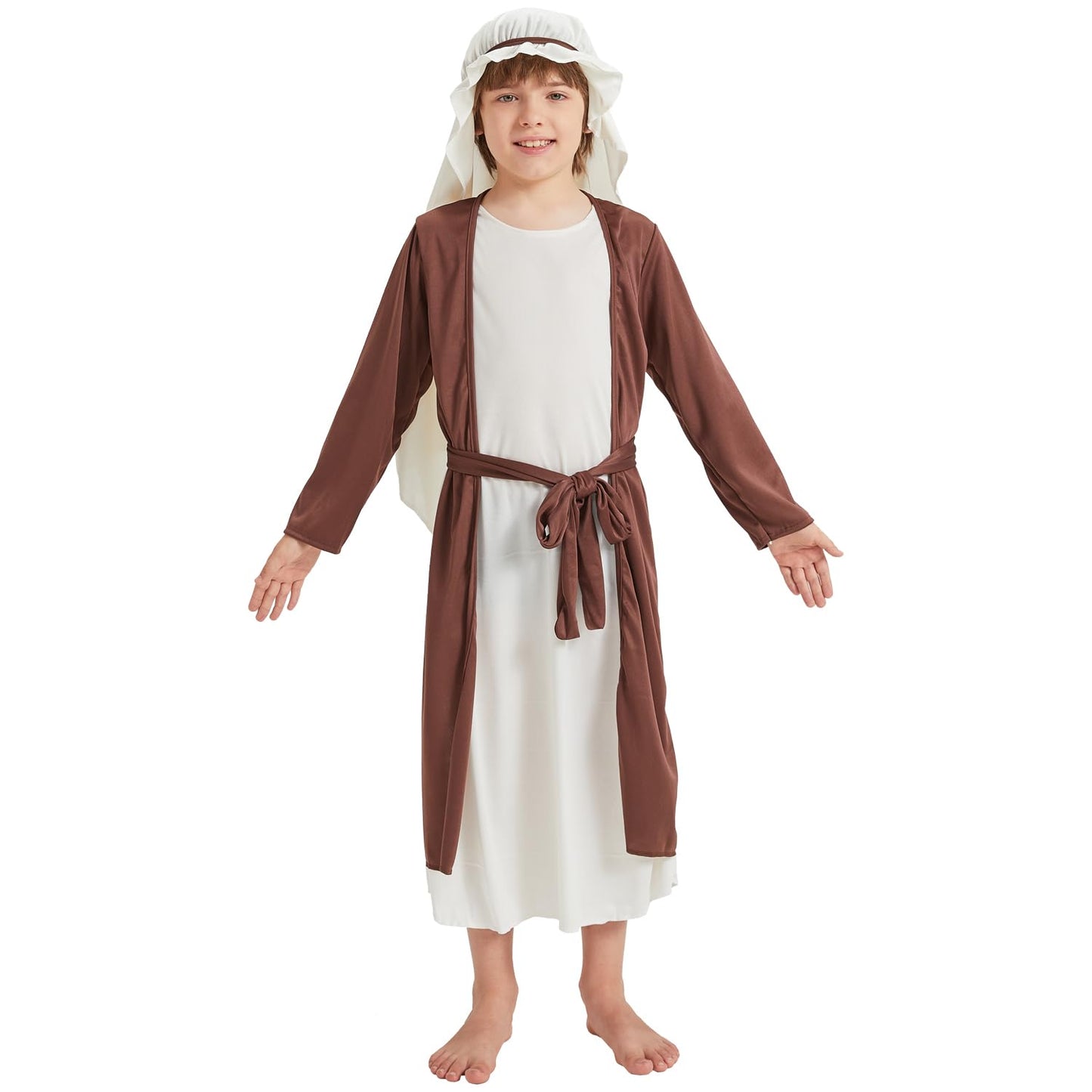 JUICYRAUL Boy Saint Joseph Costume,Biblical Religious Fancy Dress,Shepherd Costume,Perfect for Easter Halloween,Suit for 3+years