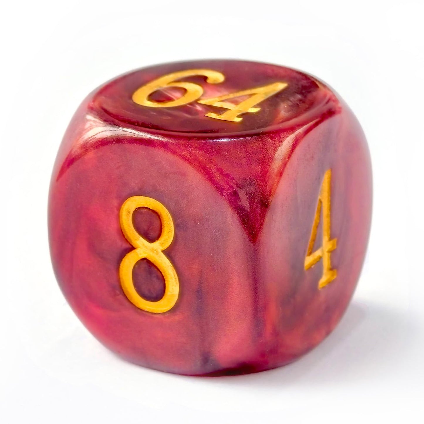 5Pcs Set 30Mm Backgammon Pearl Dice Set - 30Mm (1 3/16'') Large Backgammon Doubling Cube Plus 4Pcs 16Mm Dice (Red/White Marbleiz