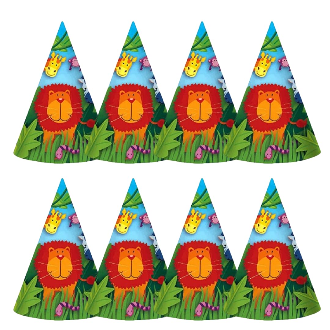 Wanna Party Jungle Animal Party Hats - 8Pc