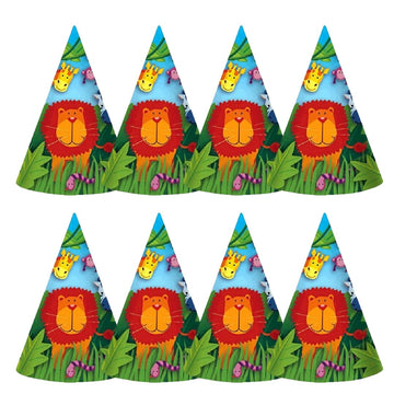 Wanna Party Jungle Animal Party Hats - 8Pc