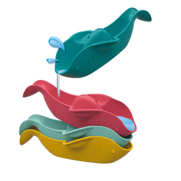 Ses Creative: Fish In A Row - 4 Fish Boats, Linking Colorful Toy Boats, Stacking & Scooping, Bathtime Play & Water Activity, Baby-Toddler-Kids 10Mo+