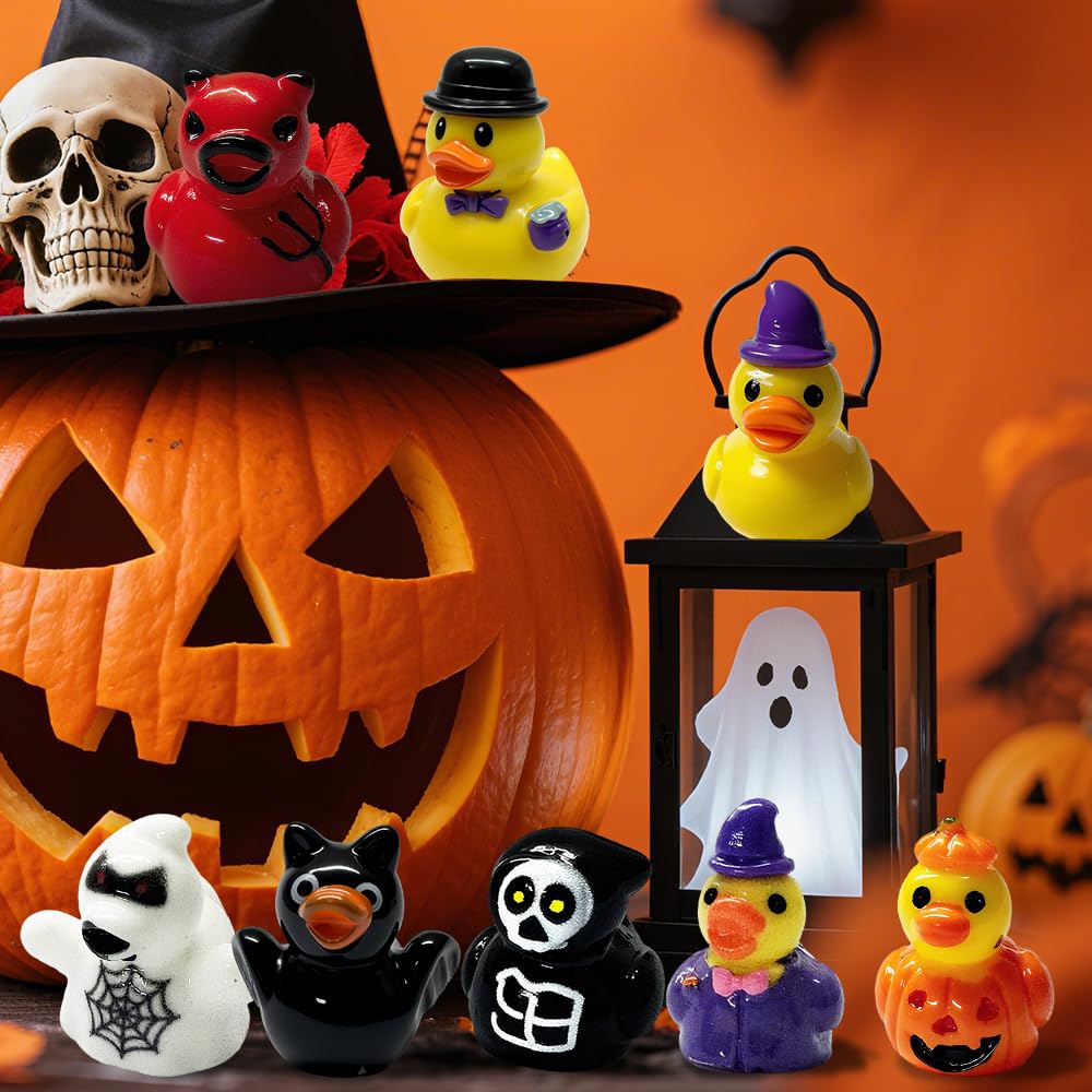 AWEELON Miniature Resin Ducks - 56 Pcs Halloween Party Favors, Multicolor, Model 312