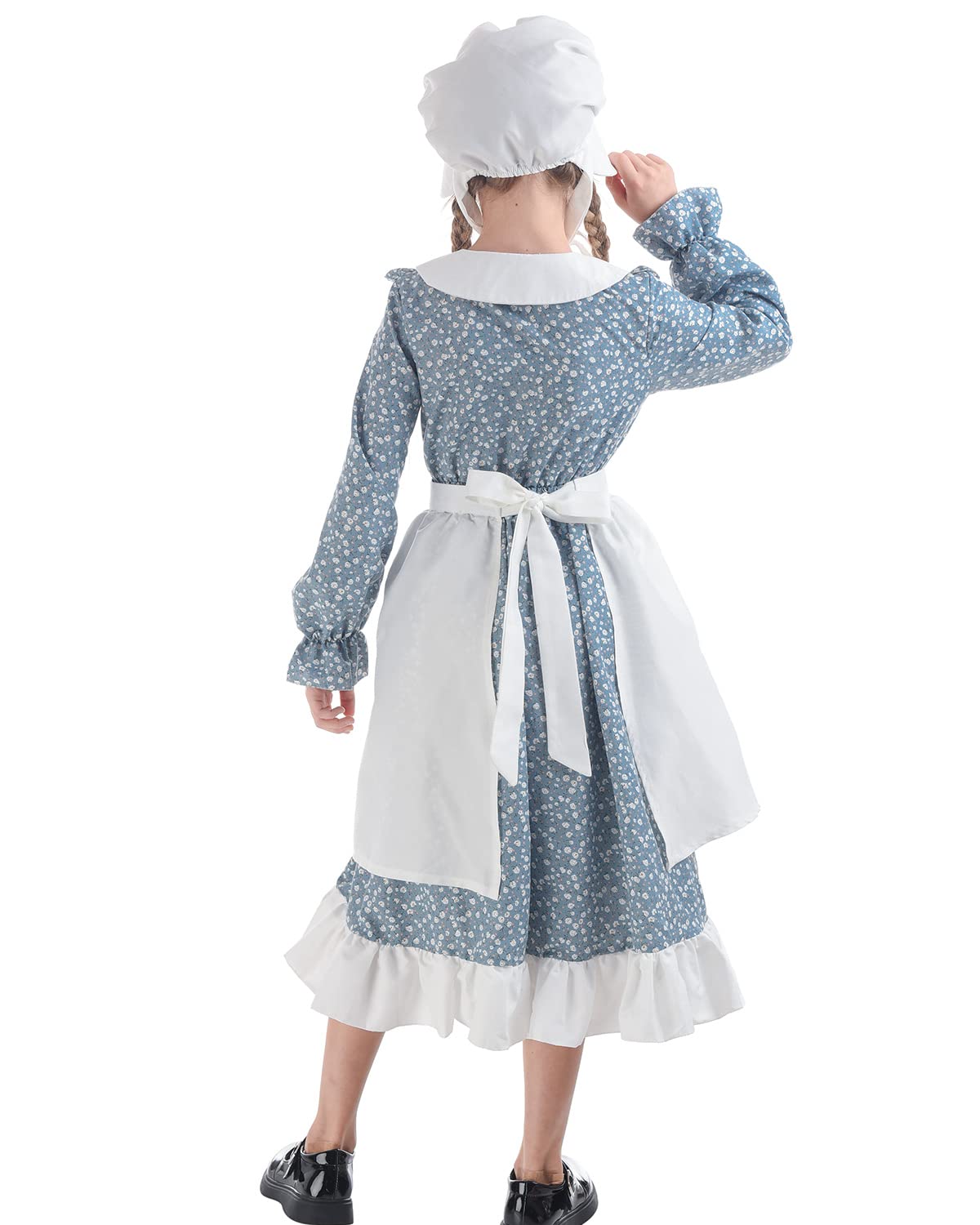 Fccam Prairie Dresses For Girls Pioneer Costume 19Th Century Long Sleeves Colonial Dress Blue Xxl Age Over 4 Years Old