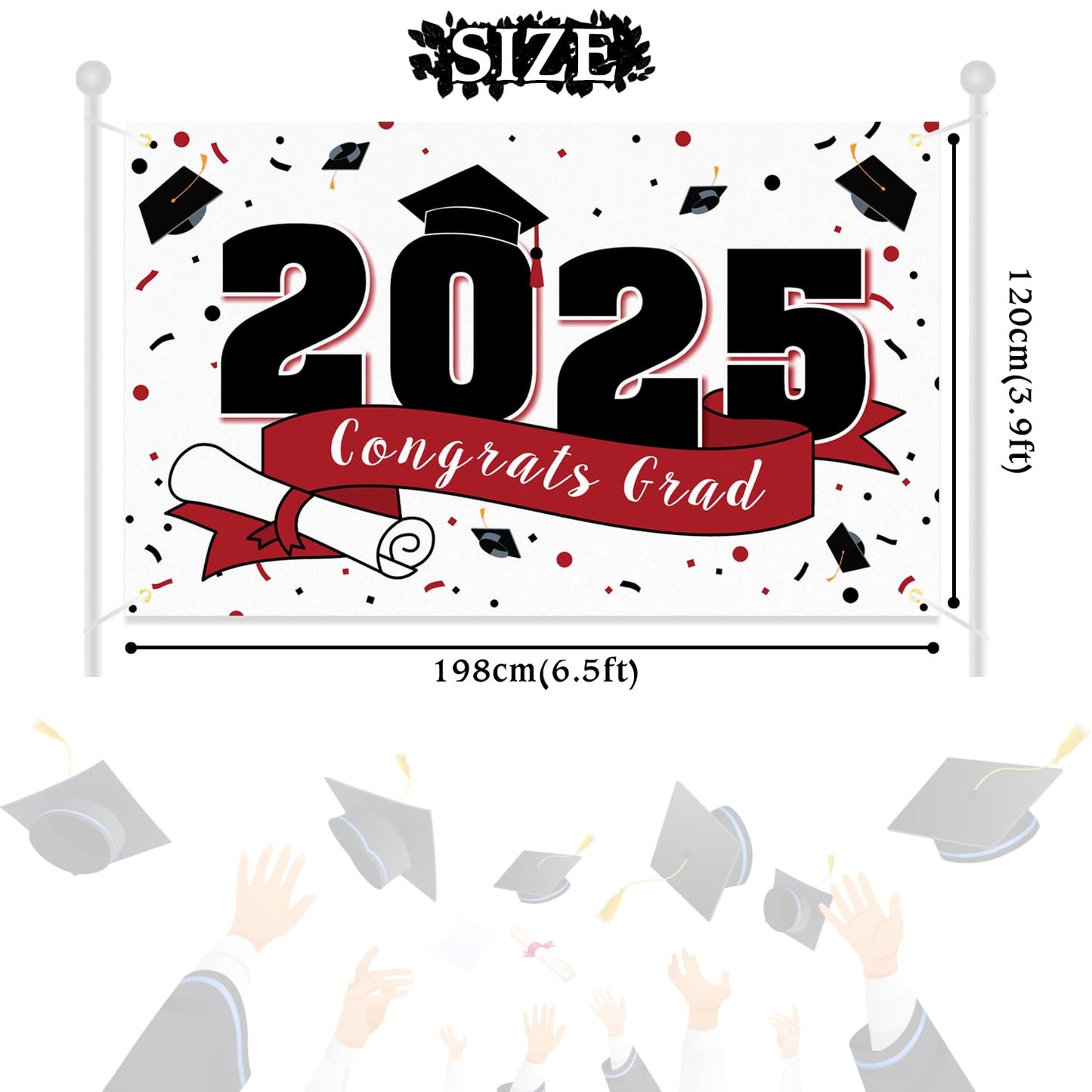 LASKYER 2025 Congrats Grad Graduation Party Decorations - Class of 2025 Large Hanging Photoprop Backdrop Banner,2025 Gard Sign D