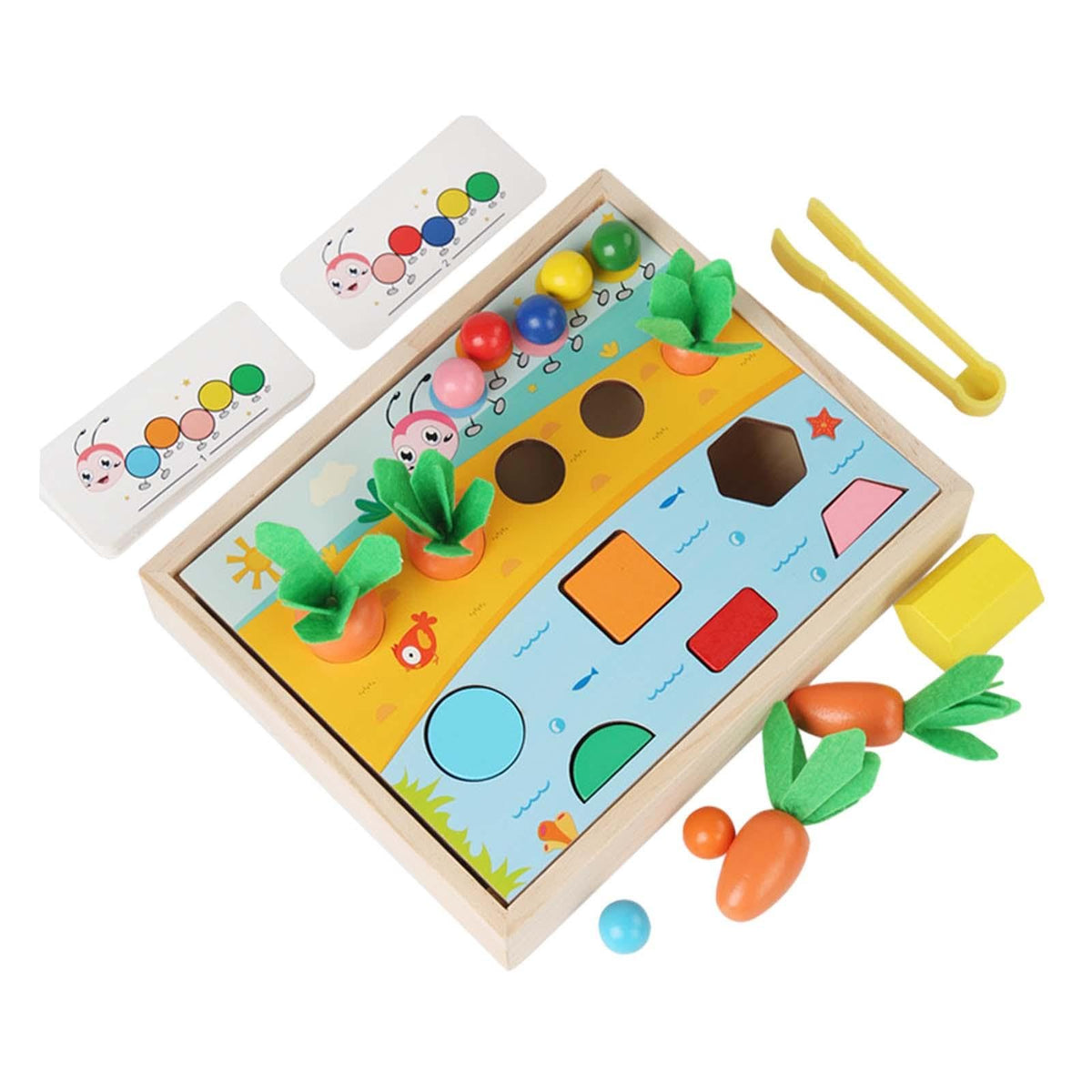 Zoomella 3 In 1 Montessori Toy Bead Clips Game For Children Birthday Gifts Boys Girls