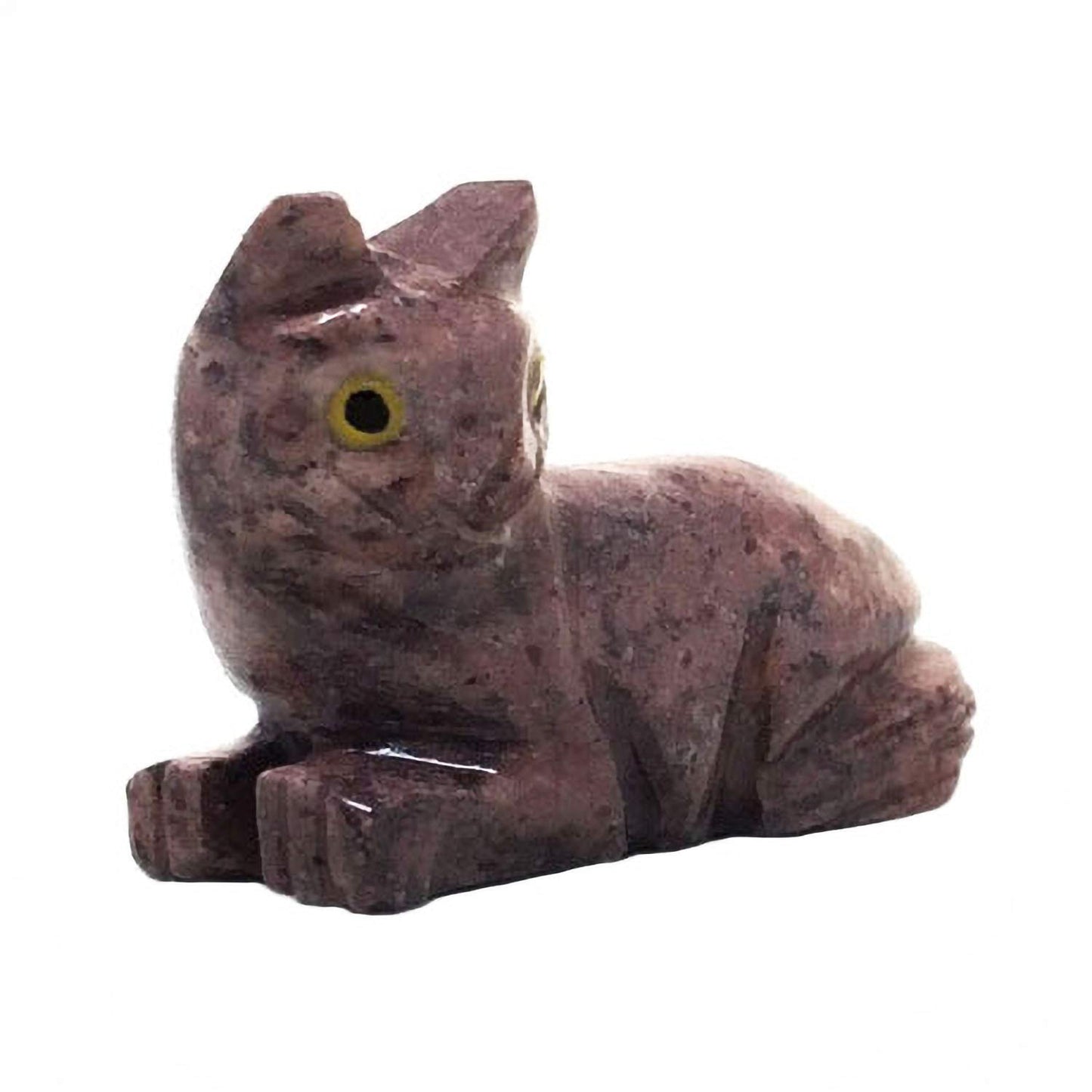 Nelson Creations, Llc 1.5 Inch Cat Laying Natural Soapstone Hand-Carved Animal Charm Totem Stone Carving Figurine