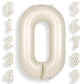 Suwen 40 Inch Cream White Large 0 Balloon Numbers Big Foil Helium Number Balloons 0-9 Jumbo Happy 0Th Mylar Birthday Party Decor